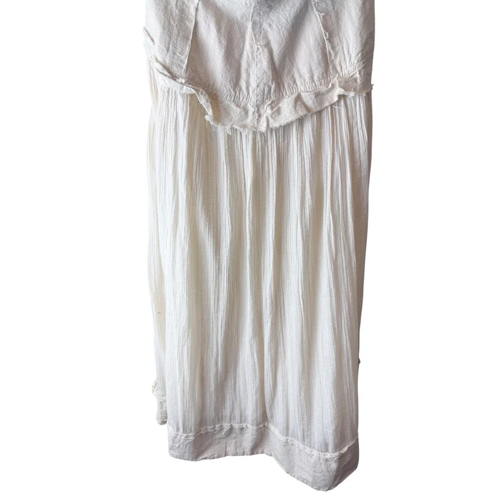 Free People Extratropical Strapless Maxi Dress Ivory Cream Smocked Back Small